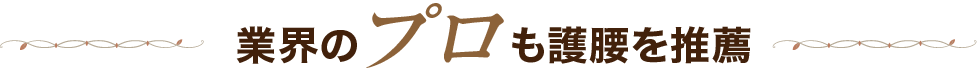 業界のプロも護腰を推薦