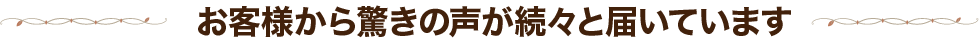 お客様から驚きの声が続々と届いています